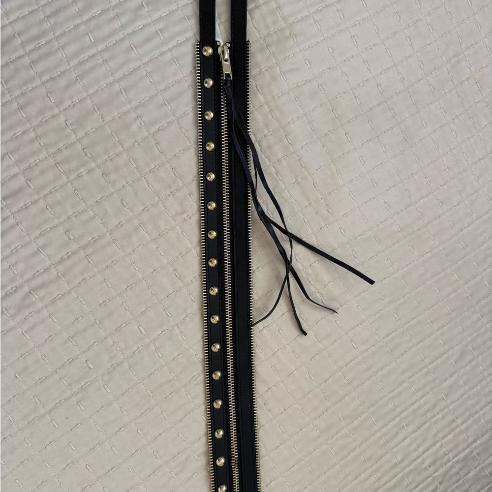 Rebecca Minkoff Black & Gold Studded Zipper Belt